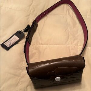 Rag & Bone Brand New Leather Belt Bag in Olive Green with red interior. Size M/L